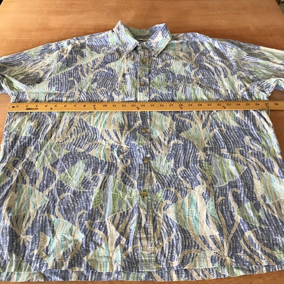 Cooke Street Hawaiian Shirt Men 2XL Blue Fish Print Button Up Pocket Collared - Picture 7 of 12